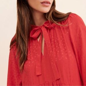 MAEVE Tiered Long Sleeve Red Dress